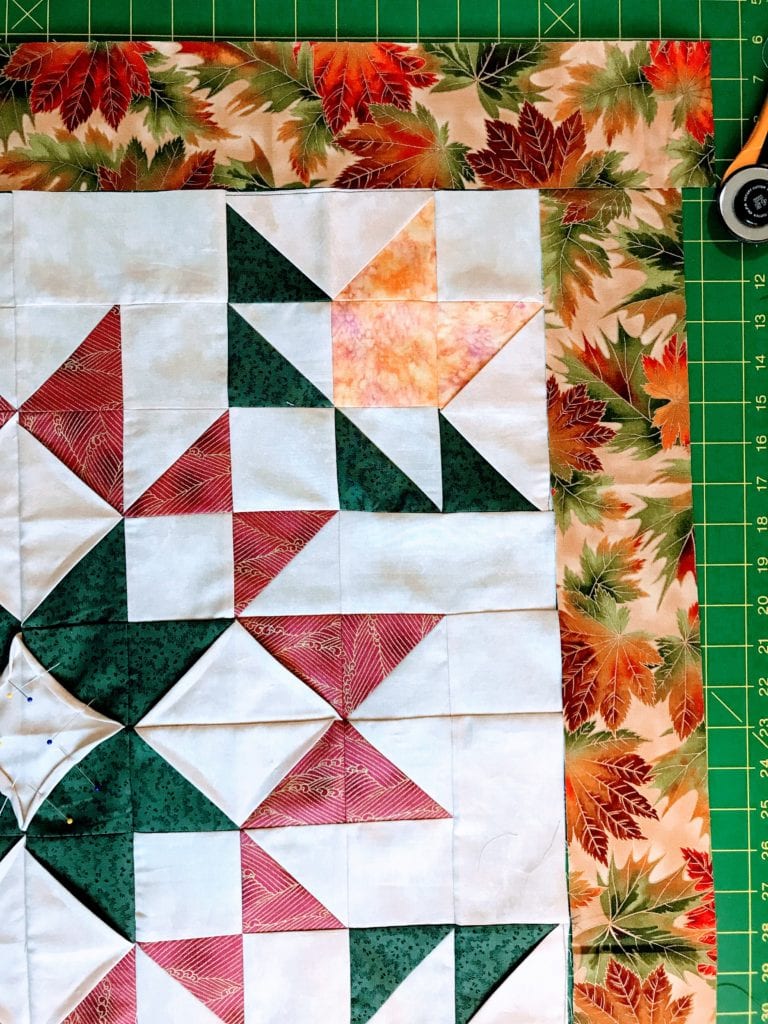Graphic showing a step in creating the Pumpkin Spice Latte Quilt