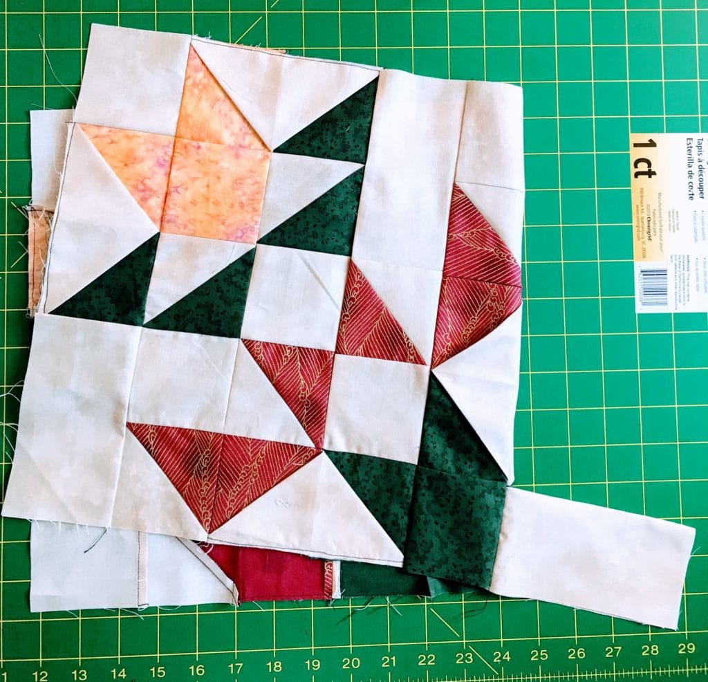 Graphic showing a step in creating the Pumpkin Spice Latte Quilt