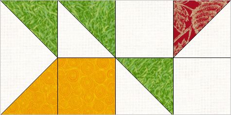 Graphic showing a step in creating the Latte Quilt Block