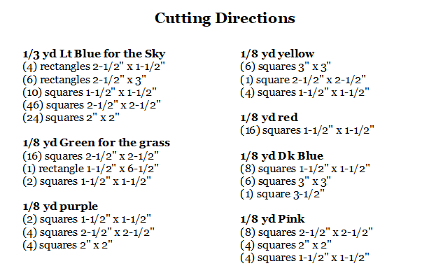 Cutting Directions for the My Happy Place Row