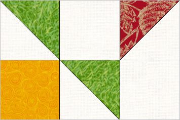 Graphic showing a step in creating the Latte Quilt Block