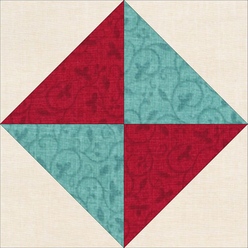 A Square in a Square Quilt Block made from Half Square Triangles