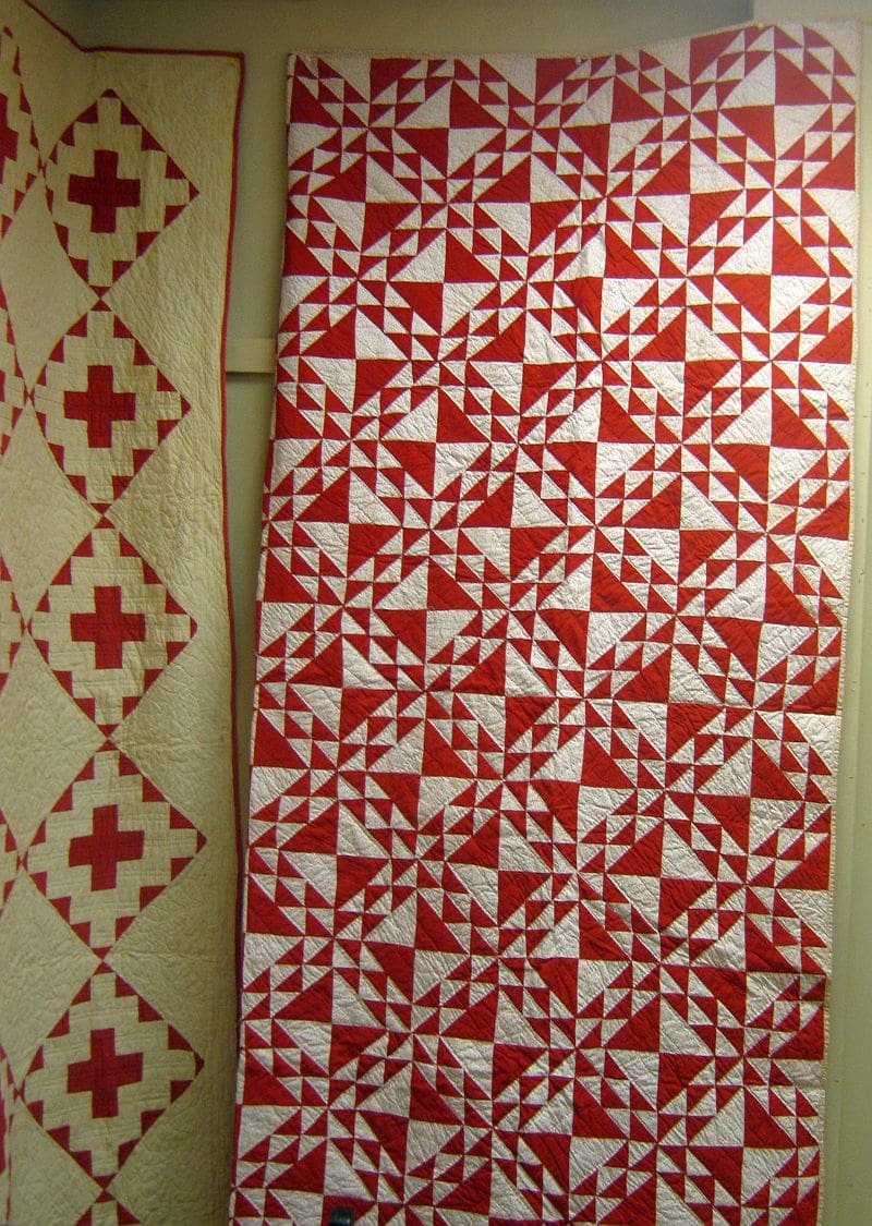 Red and White Antique Quilt