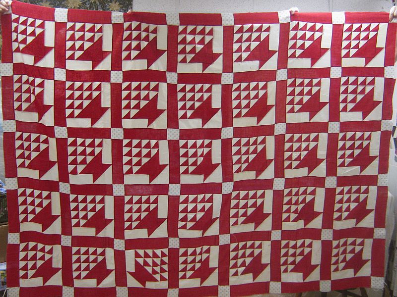 Red and White Basket Quilt Top