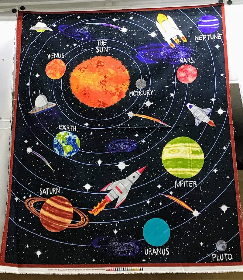 Quilt Panel featuring the planets of our solar system