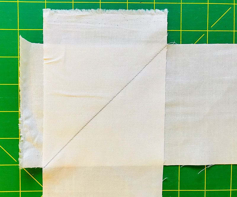 Fabric sewn on a 45 degree angle