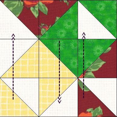 Quilt Section showing pressing directions
