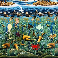 quilt panel with appliqued ocean life
