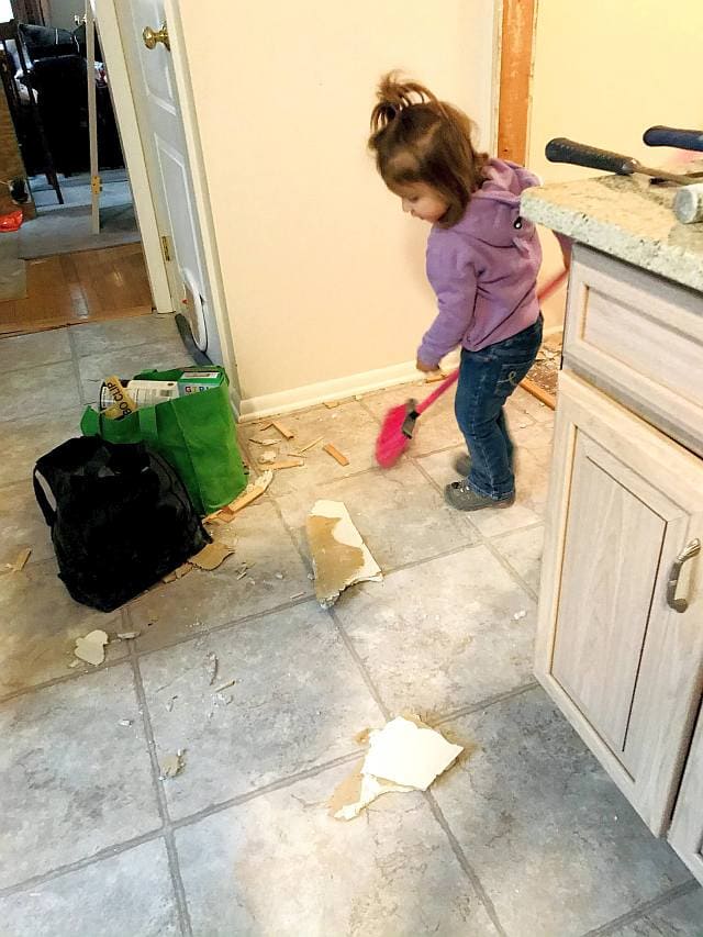 Helping Grandma clean up a mess