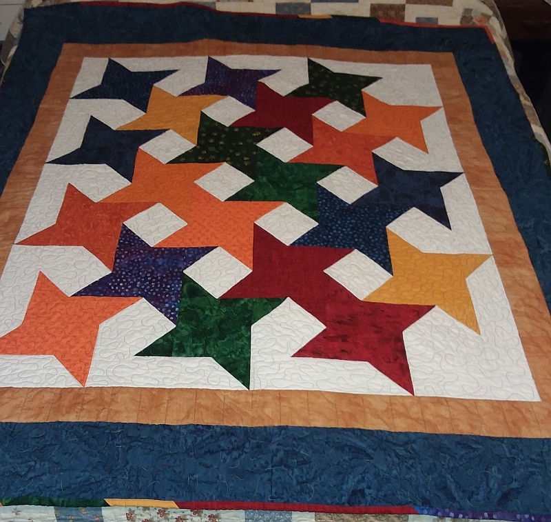 Marions Finished 21 Stars Quilt