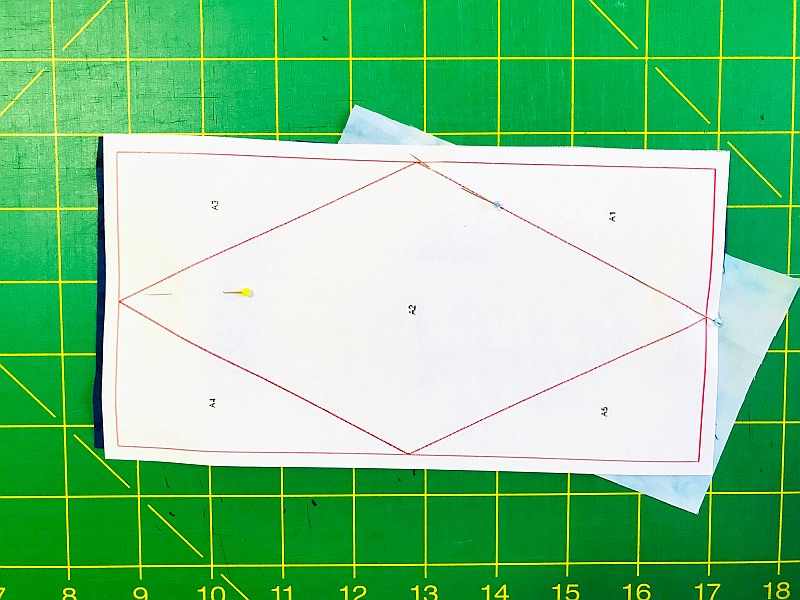 The first seam of paper piecing