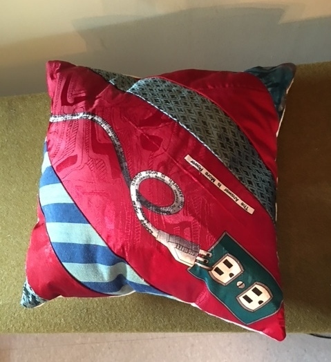 Electricians Pillow Made with Men's Ties