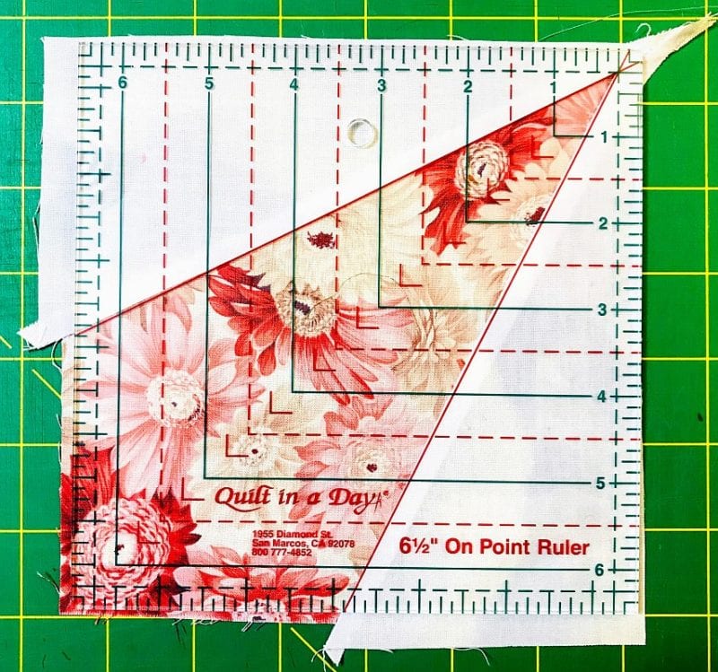 Catch That Kite! Quilt Block Tutorial showing squaring up the block
