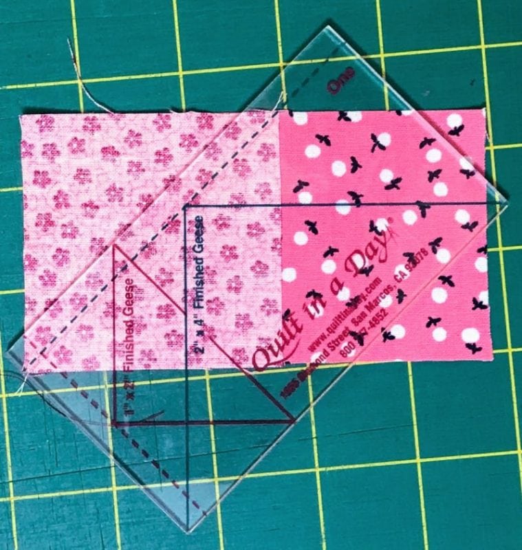 Trimming a Flying Goose Quilt Block
