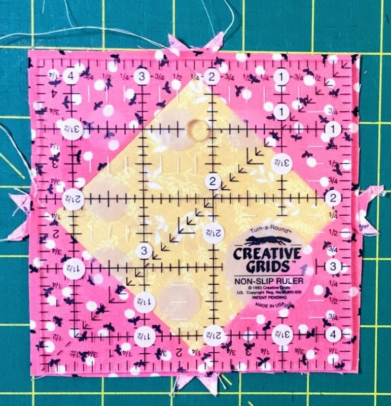 Making the Apple Blossom Quilt Block - the center square in a square