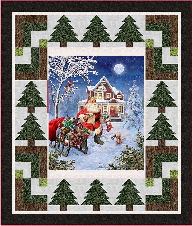 Quilt of Trees and Santa