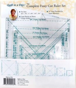 Fussy Cut Ruler Set to Square Up  HSTs made using Traditional Methods