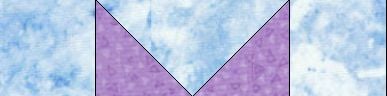A geometric design with a blue, marbled background reminiscent of the Sea Star Quilt Block and a purple “V” shape in the center, outlined with thin black lines.